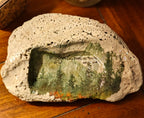 Large "All Things Are Possible" Shell – Hand-Decorated Mountain Forest Scene – Matthew 19:26 Natural Art