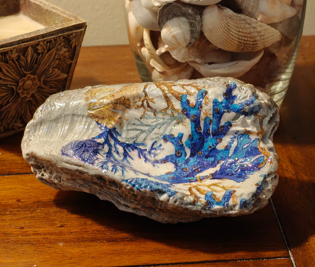 "Cast Your Cares" Scripted Shell | Blue Coral Home Decor