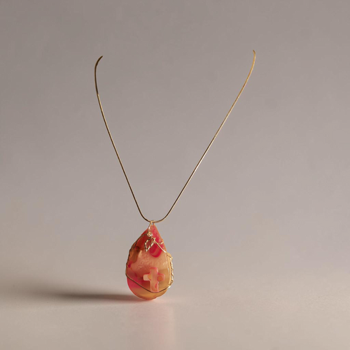 "Fearfully & Wonderfully Made" Pink & Earth-Tone Hand-Wrapped Pendant