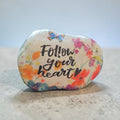 "Follow Your Heart" Stone Decor – Colorful Flowers & Butterflies Keepsake