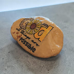 "With God All Things Are Possible" – Hand-Painted Medium Mustard Stone