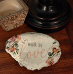 "Walk in love" hand-decorated shell