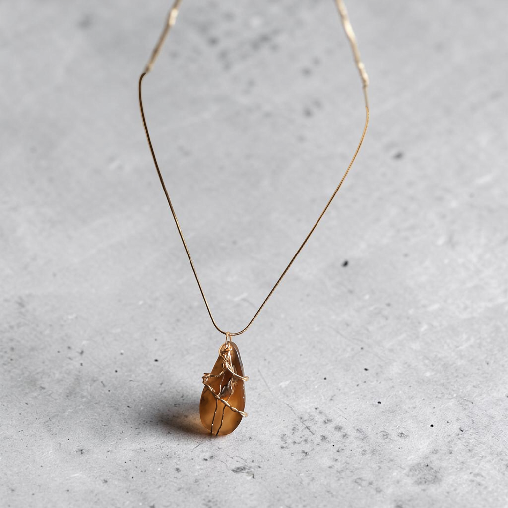 "Golden Provisions" Hand-Wrapped Honey Stone Necklace