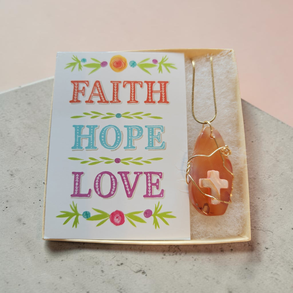 Sacred Glow Wire-Wrapped Natural Stone Necklace – Layered Orange with Gold Accent