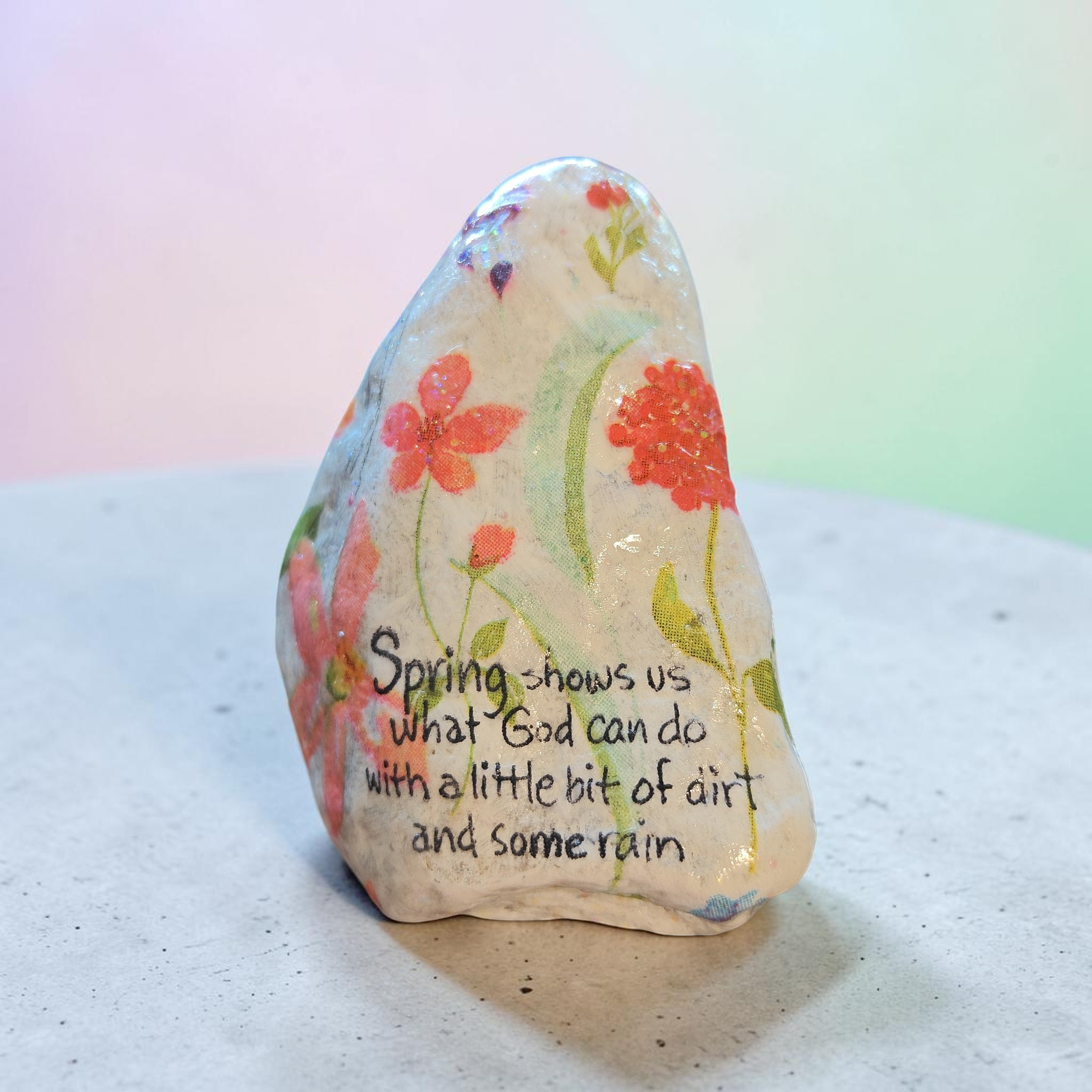 "Spring Showers" Floral Shell – Handcrafted Seasonal Faith Keepsake