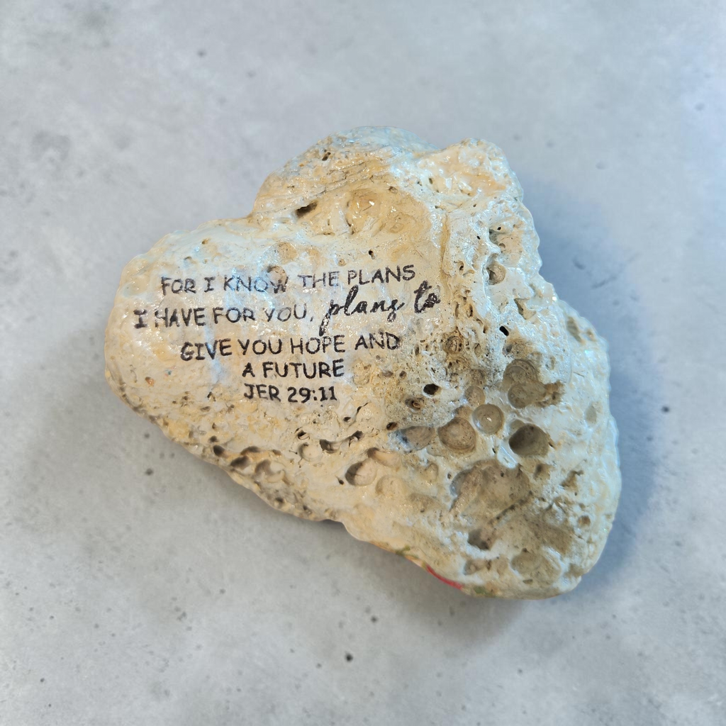 "A Future & A Hope" Floral Shell | Hand-Decorated Style Natural Decor