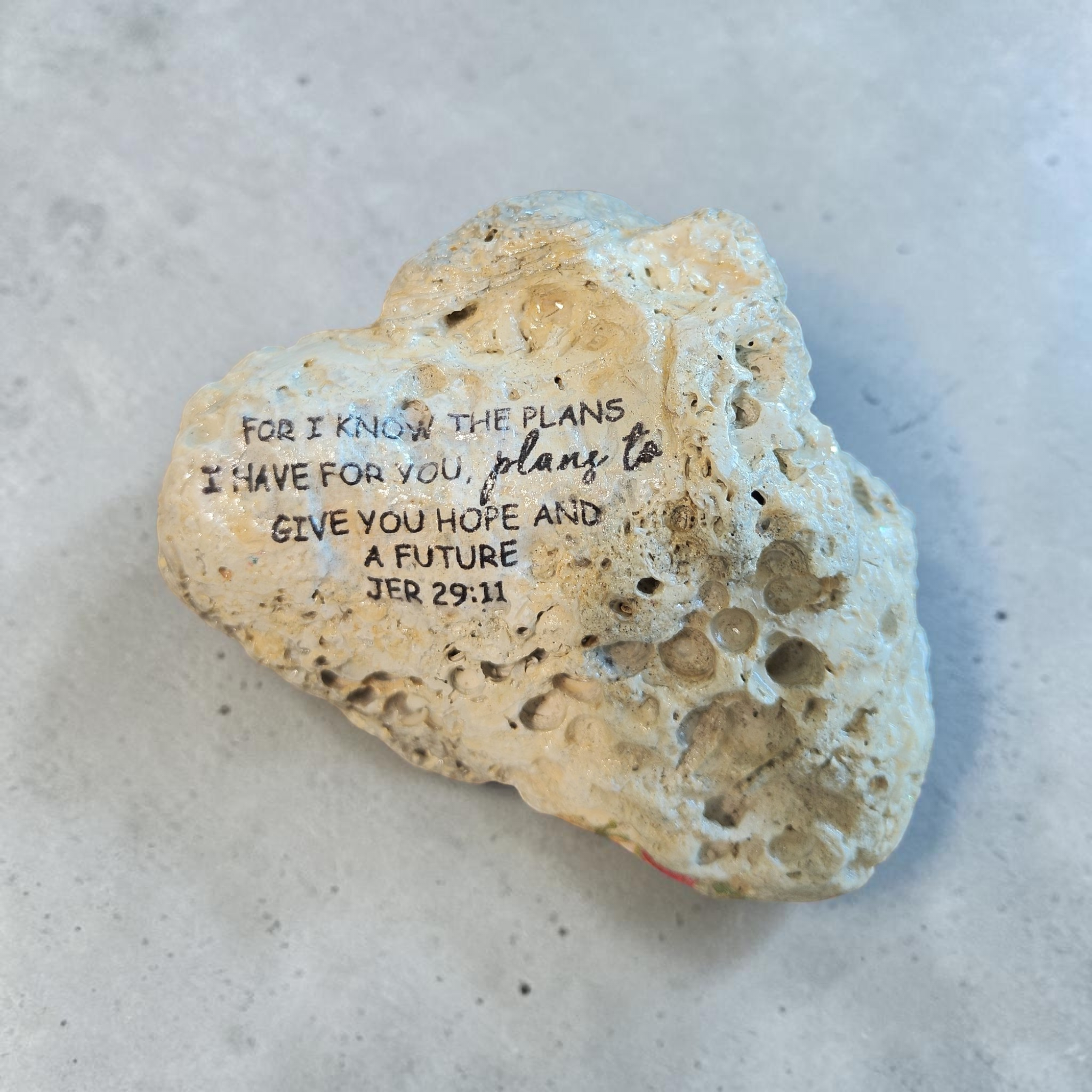 "A Future & A Hope" Floral Shell | Hand-Decorated Style Natural Decor