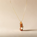 "Refiner’s Fire" – Gold-Wrapped Red Natural Stone & Cream Stone Cross