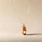 "Refiner’s Fire" – Gold-Wrapped Red Natural Stone & Cream Stone Cross