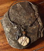 "Seaside beauty with meaningful faith bracelet"