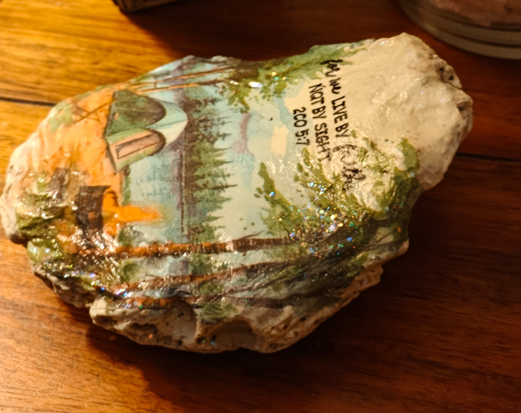 "For we live by faith and not by sight" The Narrow Path Camping Theme Shell