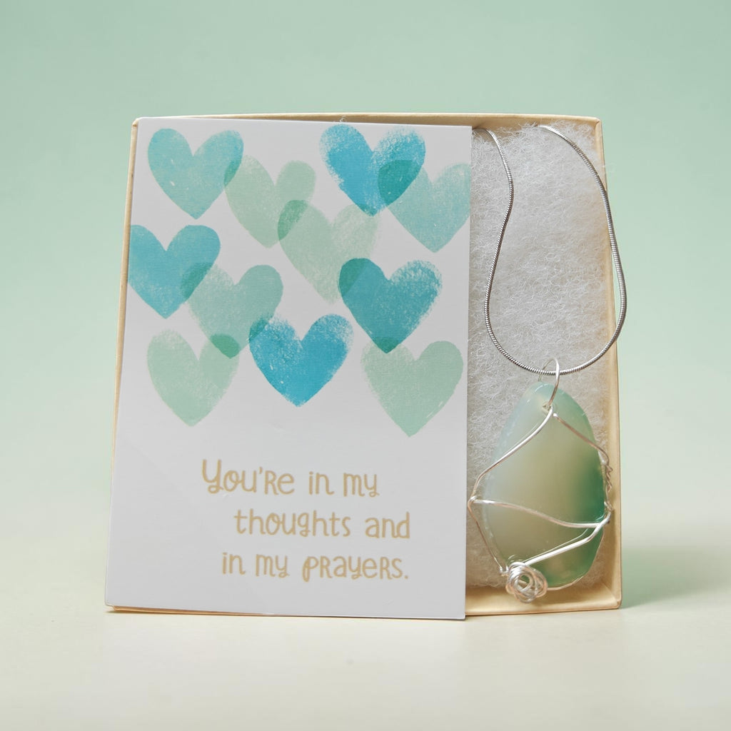 "Still Waters" Marbled Seafoam & White Wire-Wrapped Necklace
