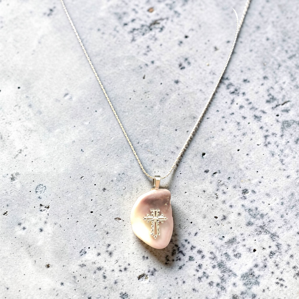 A Constant Reminder of Grace Purple Shell Cross Necklace