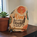 Handcrafted Natural Stone Decor – "Wine A Little, Laugh A Lot" – Coastal Faith & Joy Collection