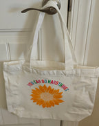 "I Can Do Hard Things" Sunflower Canvas Tote – Off-White Motivational Bag