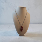 Honey Wire-Wrapped Natural Stone Necklace – Light Brown, White, & Clear Accents