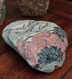 The Joyful Soul Shell | Pink & Black Floral Hand-Decorated Scallop