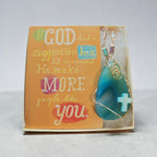 Handcrafted Multi-Tone Turquoise Cross Necklace in Gold Wire Wrap