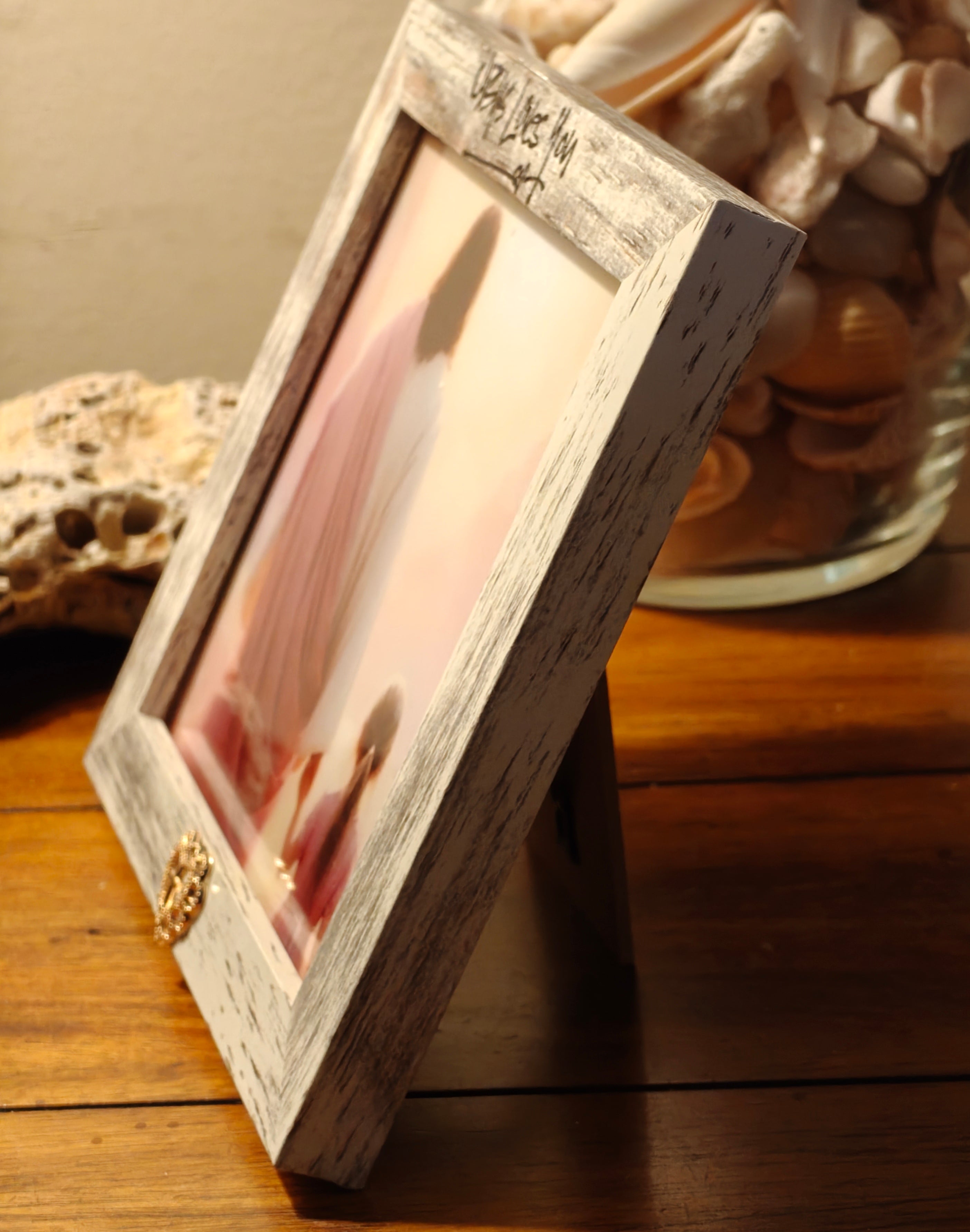 "Jesus Loves You" 5x5 Rustic Keepsake Frame – Pastel Jesus & Child Print