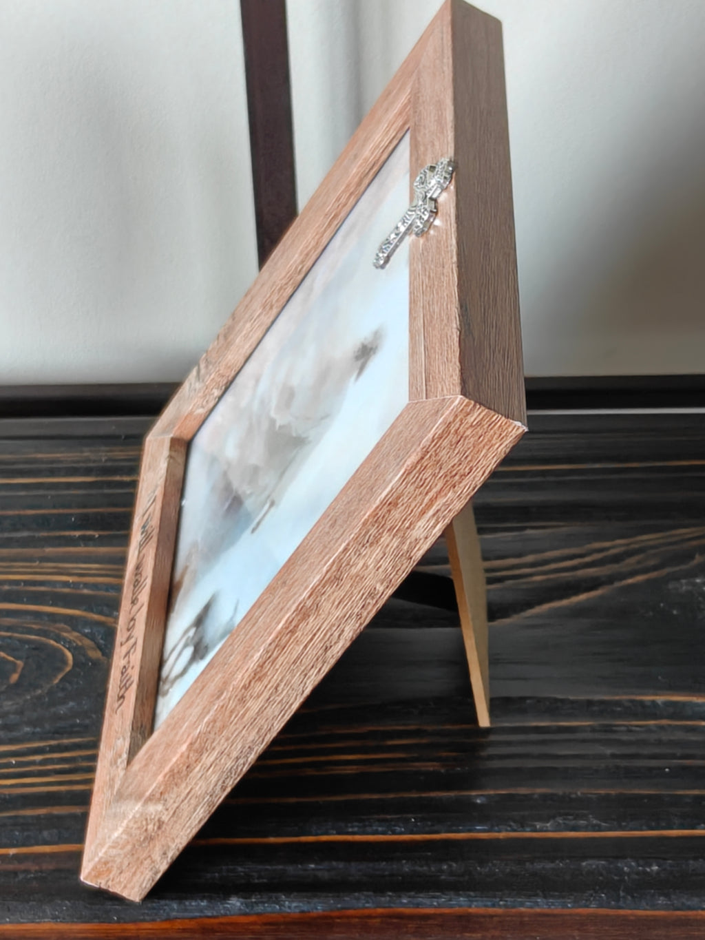 "I Will Walk By Faith" 5x5 Framed Art – Jesus with the Found Lamb – Rustic Wood Frame with Cross
