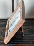 "I Will Walk By Faith" 5x5 Framed Art – Jesus with the Found Lamb – Rustic Wood Frame with Cross