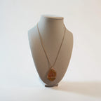 Radiant Faith Wire-Wrapped Stone Necklace – Sunny Yellow & Orange with Gold Cross