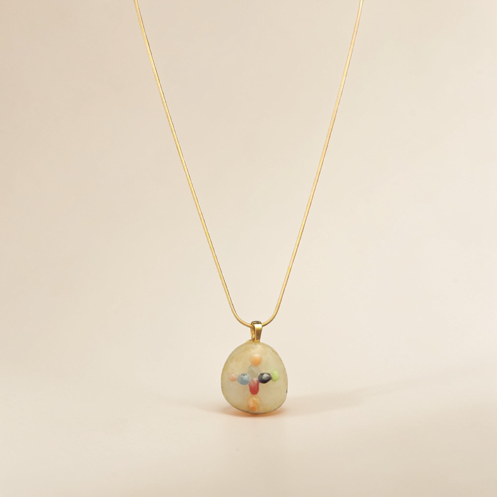 The "Technicolor Faith" Pebble Cross Necklace