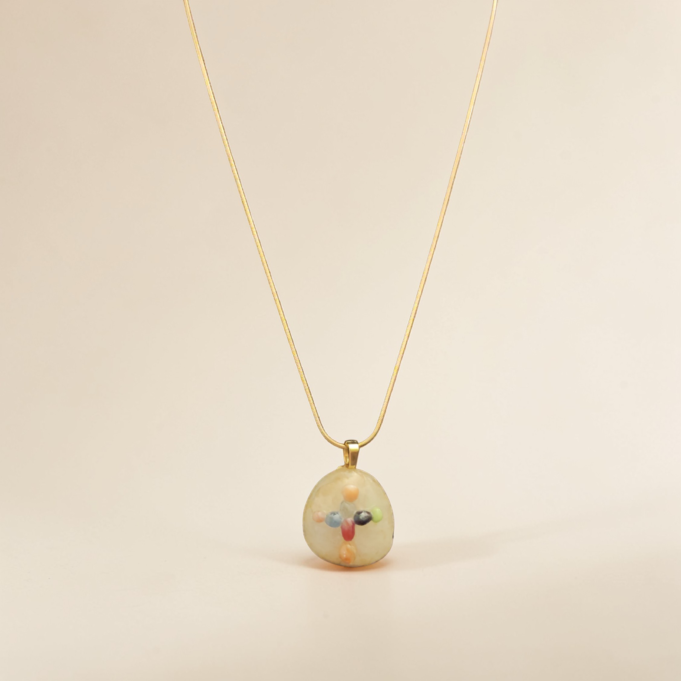 The "Technicolor Faith" Pebble Cross Necklace