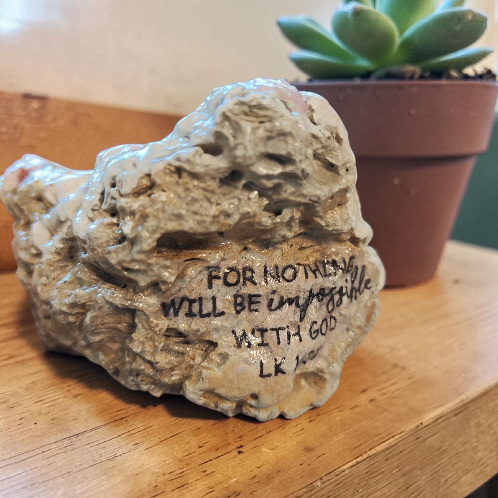 "Nothing is Impossible" Hand Decorated Bird & Blossom Decoupage Shell