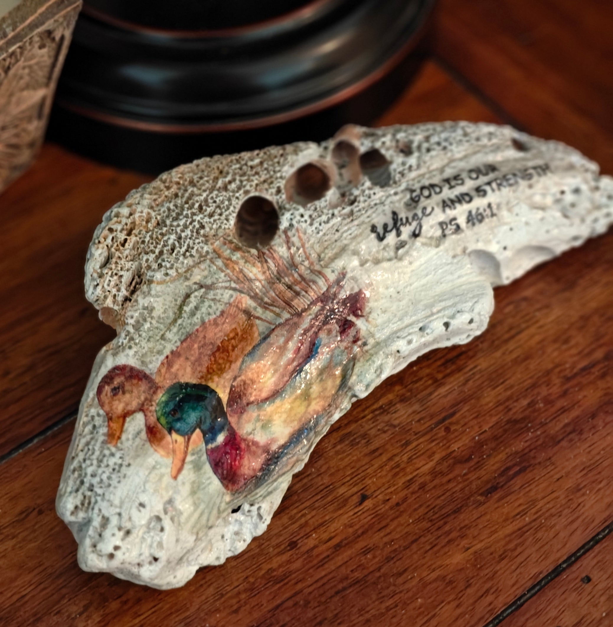 Mallard ducks hand-decorated shell