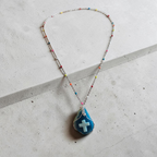 "Streams of Joy" Turquoise Pendant & Multi-Color Beaded Chain