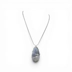 "Steady Heart" Hand-Wrapped Gray Swirl Natural Stone – Stainless Steel Faith Necklace