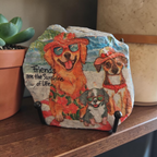 "Friends are the Sunshine" Beach Dogs Stone – Whimsical Hand Decorated Coastal Decor