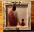 "Jesus Loves You" 5x5 Rustic Keepsake Frame – Pastel Jesus & Child Print
