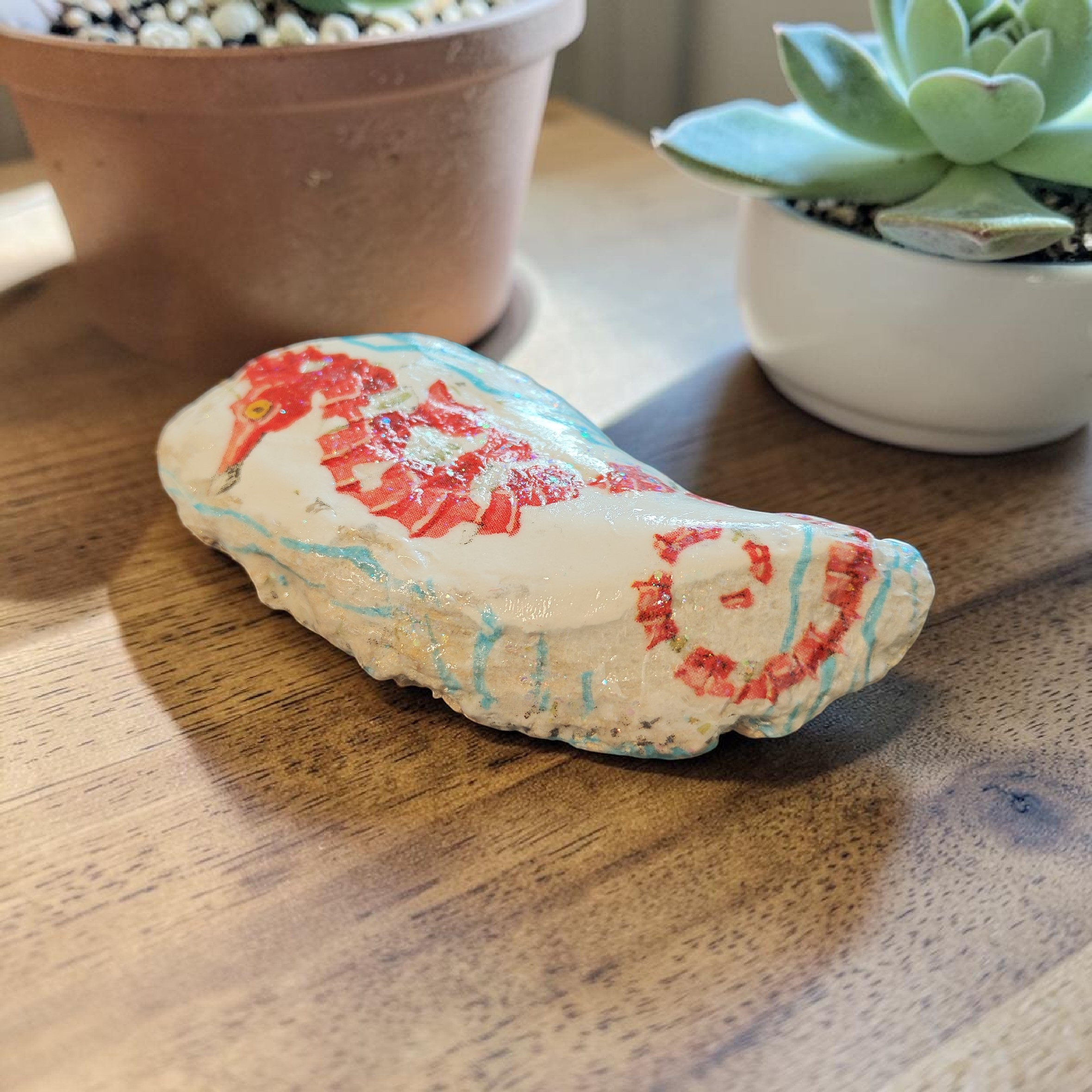 "He Heals" Red Seahorse Shell | A Reminder of God’s Comfort