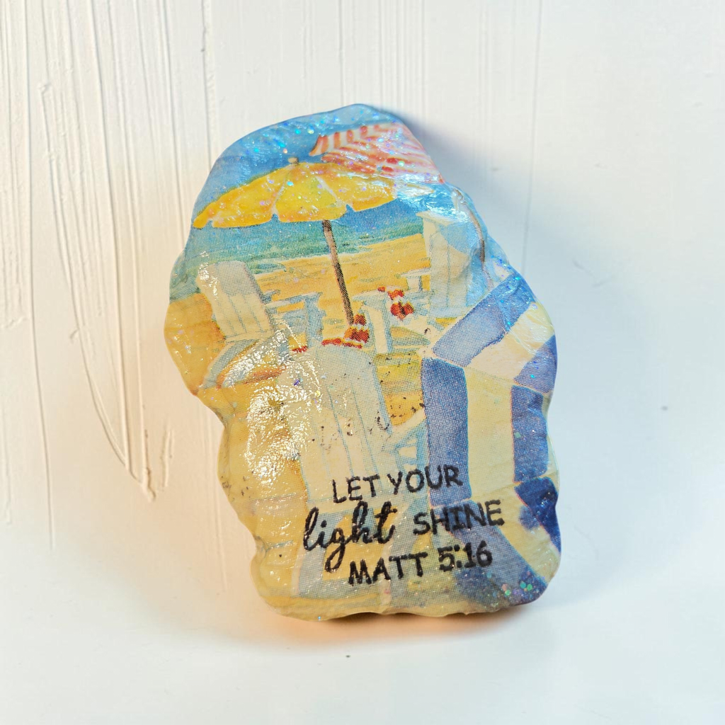 "Let Your Light Shine" Natural Sea Shell | Coastal Beach Scene