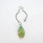 Renewal Soul Swirl Green Stone Pendant – Stainless Steel Chain & Prayer Card Set