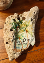 God's love never fails beach scene shell