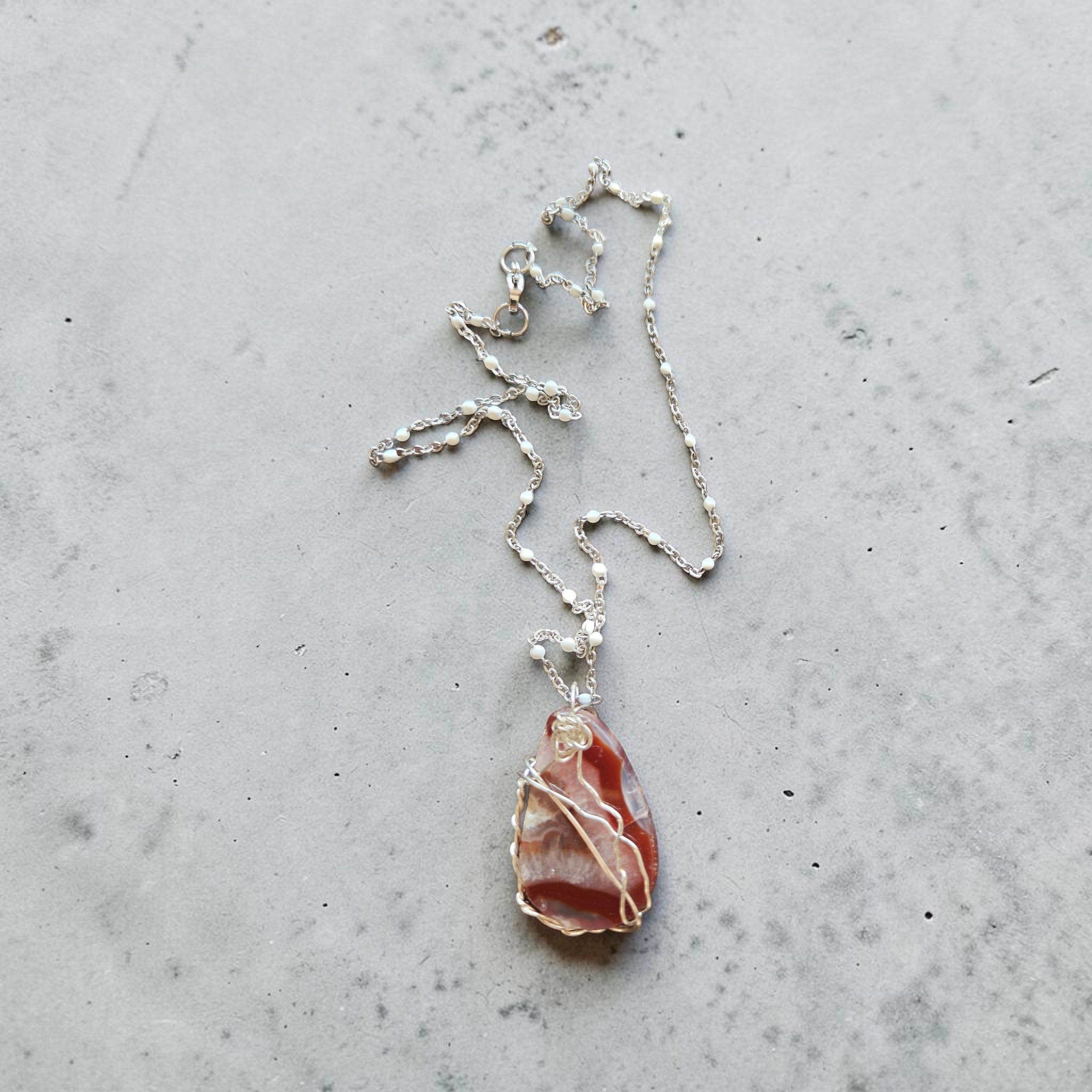 "Covenant Love" Burgundy & Clear Swirled Stone Necklace