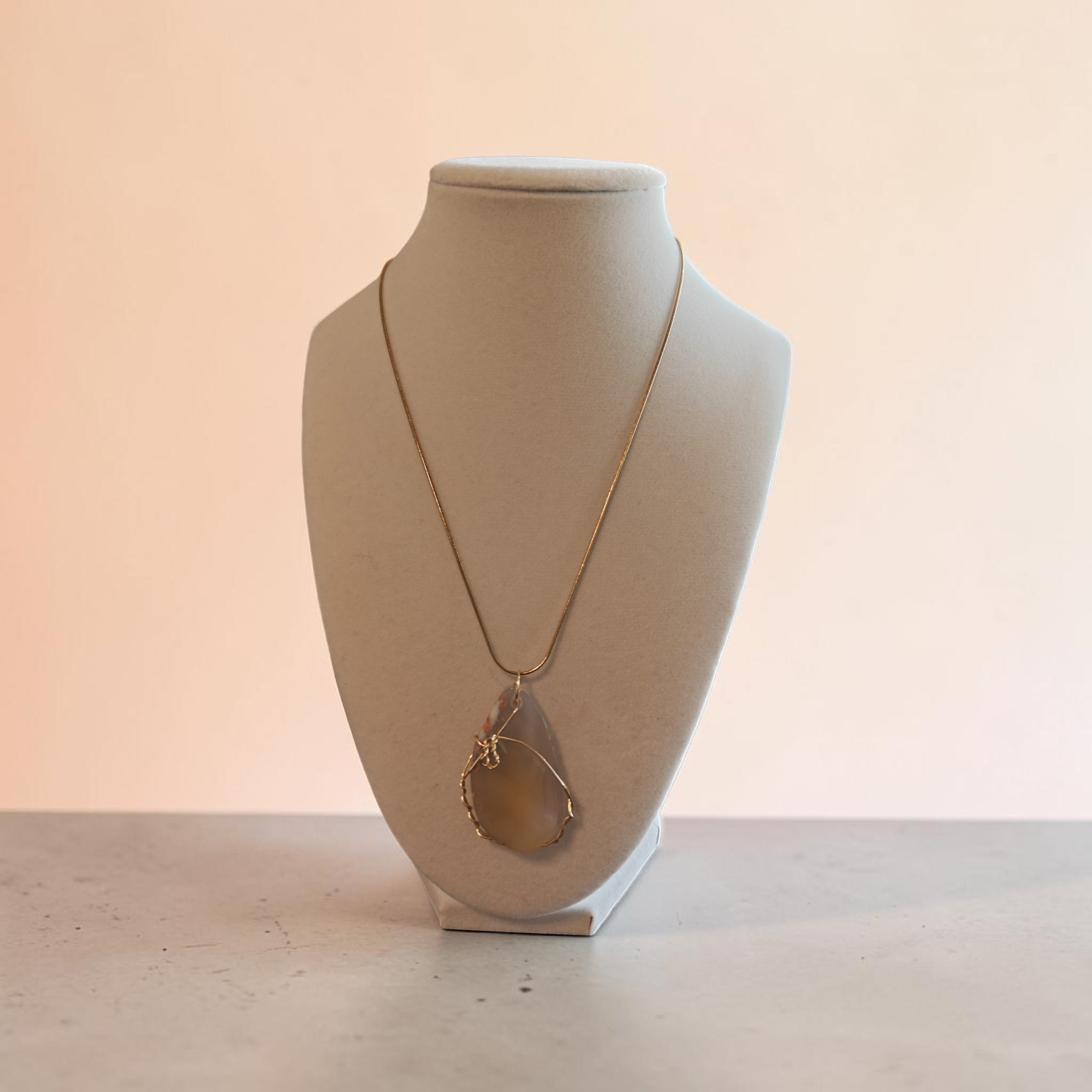 Golden Sunshine Natural Stone Gold Wire-Wrapped Necklace