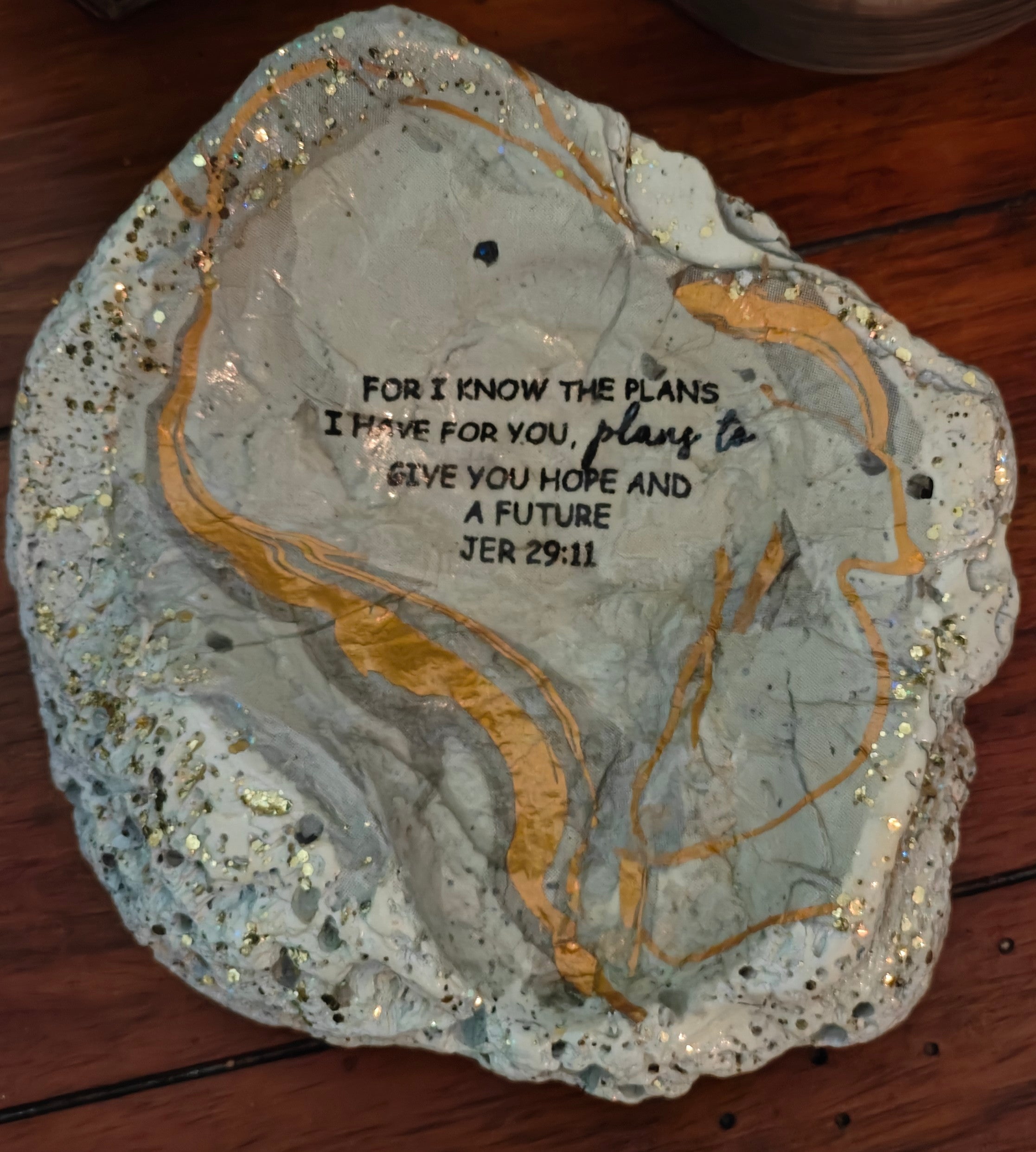 "For I know the plans I have for you, Faith meets artistry Shell