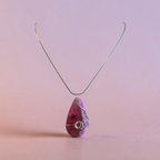 "Joyful Heart" Pink & Tan Natural Stone Necklace – Silver Wire Wrapped