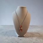 Honey Serenity Wire-Wrapped Pendant – Stainless Steel Chain & Prayer Card Set