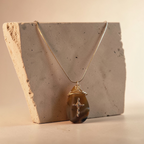 "The "Golden Promise" Necklace – Hand-Wrapped Honey & Cream Natural Stone