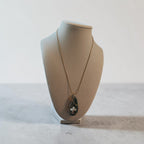 Handcrafted Gold Wire-Wrapped Cross Stone Necklace – Natural Green & Beige Jasper