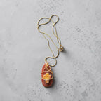 🌟 Gold Wire-Wrapped Burgundy Cross Stone Necklace