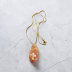 Sacred Glow Wire-Wrapped Natural Stone Necklace – Layered Orange with Gold Accent