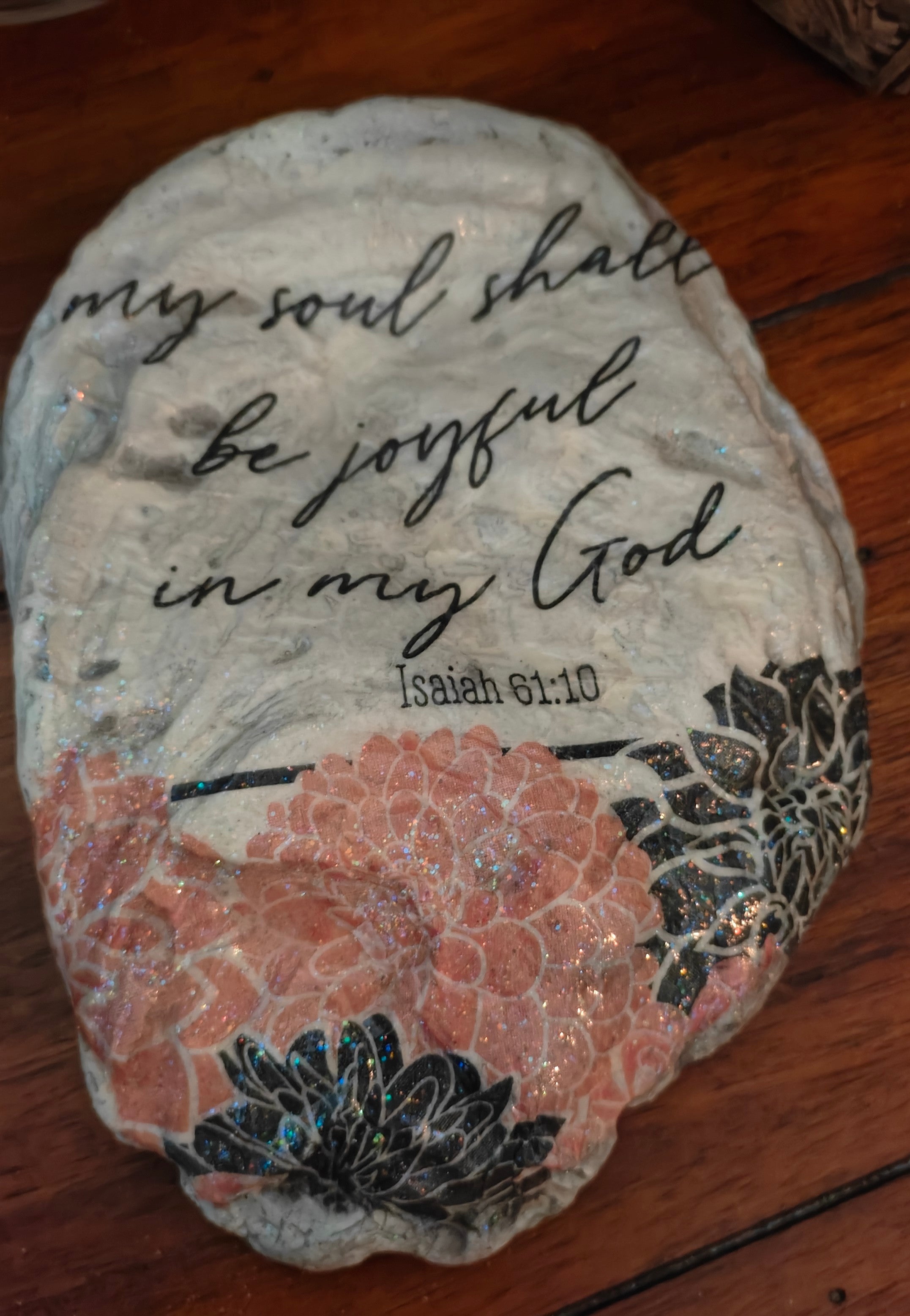 The Joyful Soul Shell | Pink & Black Floral Hand-Decorated Scallop