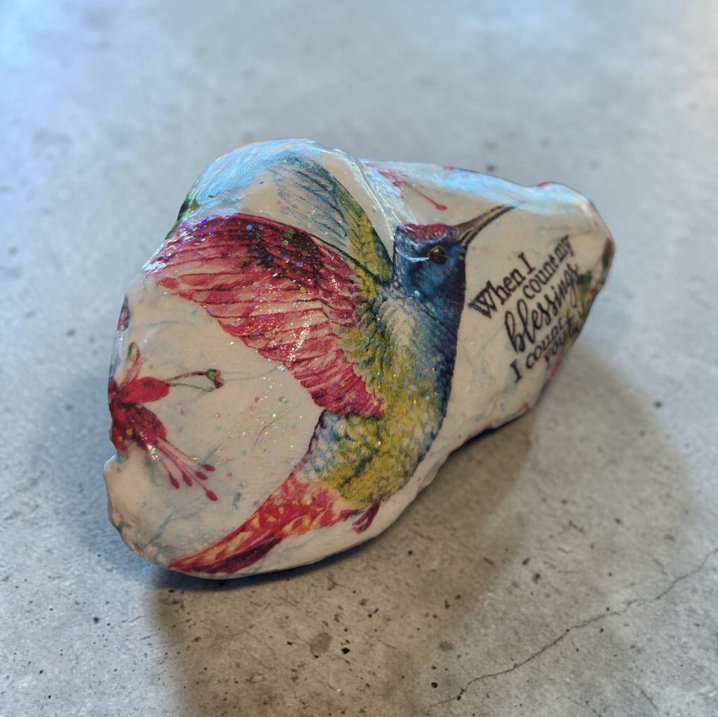 Hummingbird and Hot Pink Flowers Decoupage Shell Gift – Count My Blessings