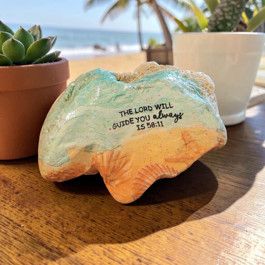 "The Lord Will Guide You" Natural Shell | Coastal Faith Decor